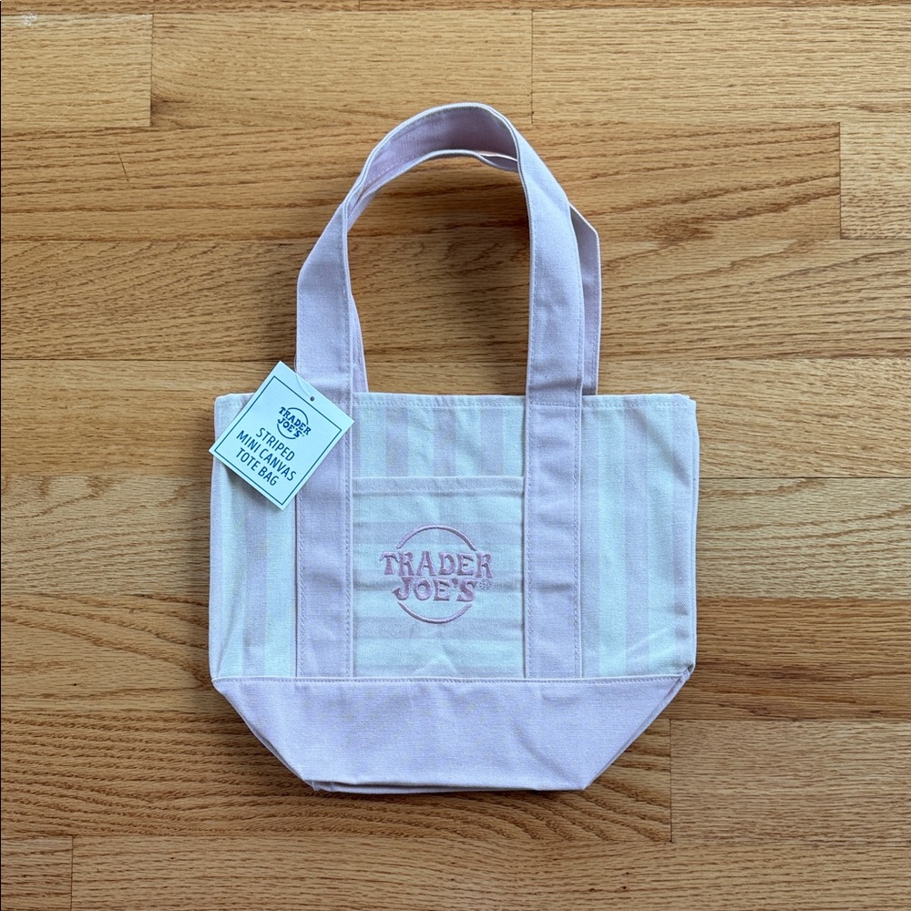Trader Joe's Pink Stripe Mini Tote Bag
